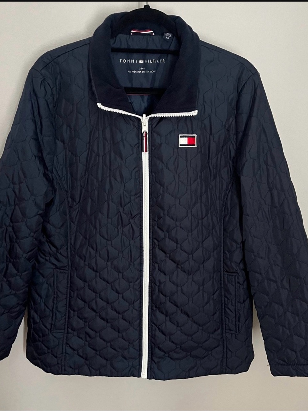 Tommy Hilfiger Navy Quilted Puffer Jacket with Logo